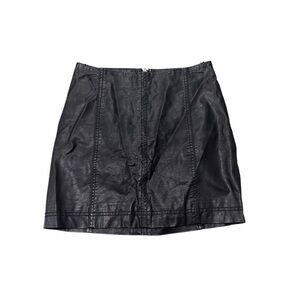 Free People Black Faux Leather Mini Skirt Size 2